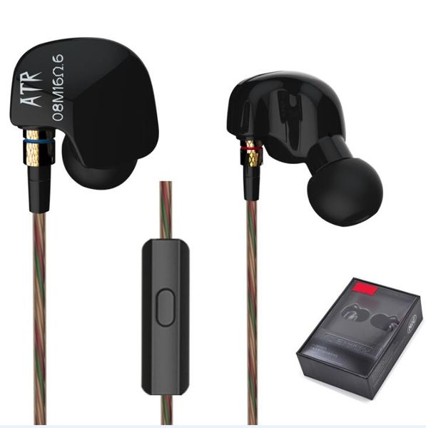 Kabelgebundener Kopfhörer für iPhone Samsung Original KZ ATR Stereo-Kopfhörer 3,5 mm In-Ear-Ohrhörer mit Geräuschunterdrückung Professionelles HIFI-Super-Bass-Headset