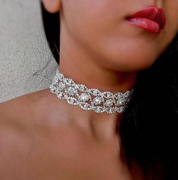 

celebrity womens necklaces cut out rhinestone silver /gold tone chokers necklaces statement necklaces for girls /ladies casual , party, Golden;silver