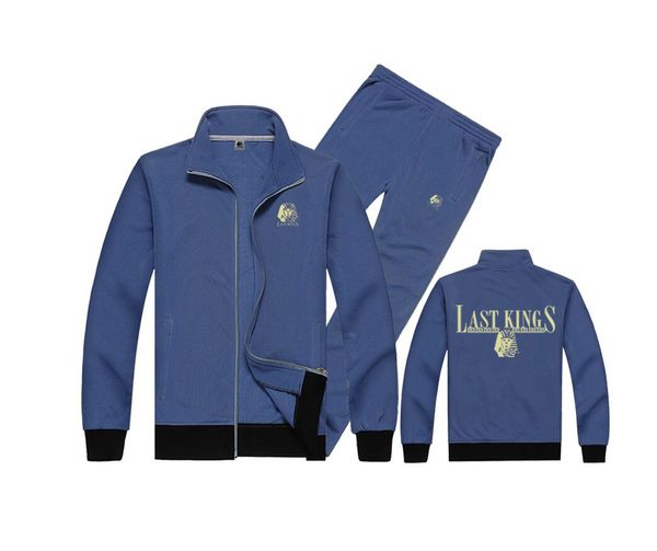 

s-5xl f00825 tracksuits last kings hoodies +pants fashion mens sweatshirts autumn winter hip hop suit, Gray