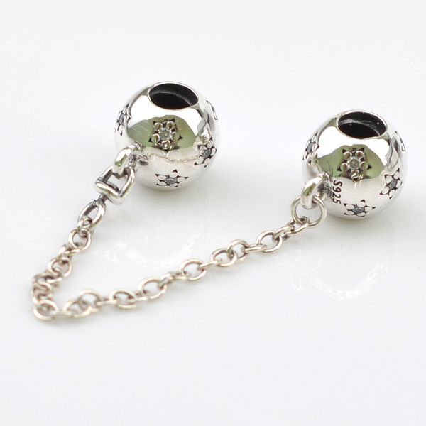 

edell s925 стерлингового серебра звезда безопасности цепи шарма шарик с ясно cz подходит европейский pandora ювелирные изделия браслеты ожер, Blue;slivery