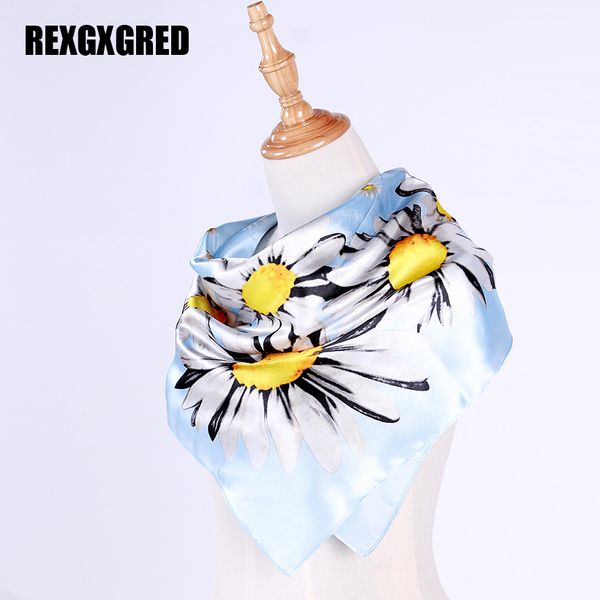 

wholesale- 90*90cm new style silk square scarf women fashion brand imitated silk fabric scarves, Blue;gray