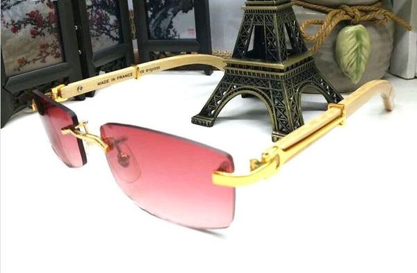 

2018 wood bamboo buffalo fashion sunglasses for rimless brown oversized lunettes glasses men horn lens clear gray polarized gafas bshju, Slivery;brown