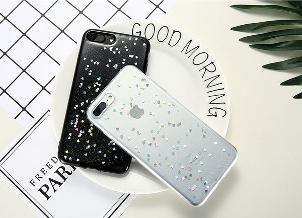 Fashion Cute Case per iPhone 6 Plus iPhone 6S Plus Bling Heart Paillettes Girl Custodia morbida in silicone per iPhone 7 7 Plus Cover