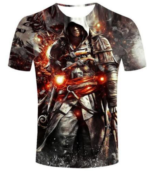 

новейшие мода лето мужчины / женщины assassins creed harajuku стиль смешные 3d печати повседневная футболка s-5xl h95, White;black