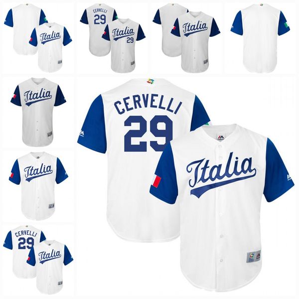 

29 Francisco Cervelli Youth Italy 2017 World Baseball Classic Jersey White 100% Stiched Customized Baseball Team Jerseys Kids