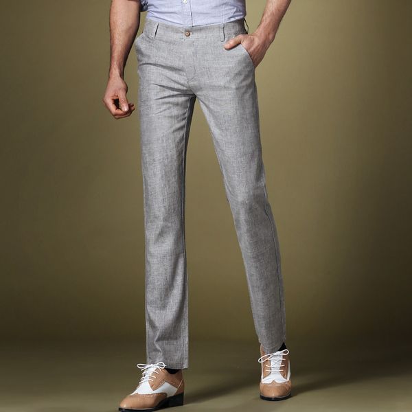 

wholesale- summer style pants men linen casual male full length pants pocket slim fit pants men plus size men's clothing fashion, Black