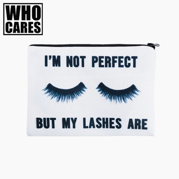 

wholesale- lashes white 3d printing simple makeup bag neceser who cares cosmetic case women trousse de maquillage organizer pencil case