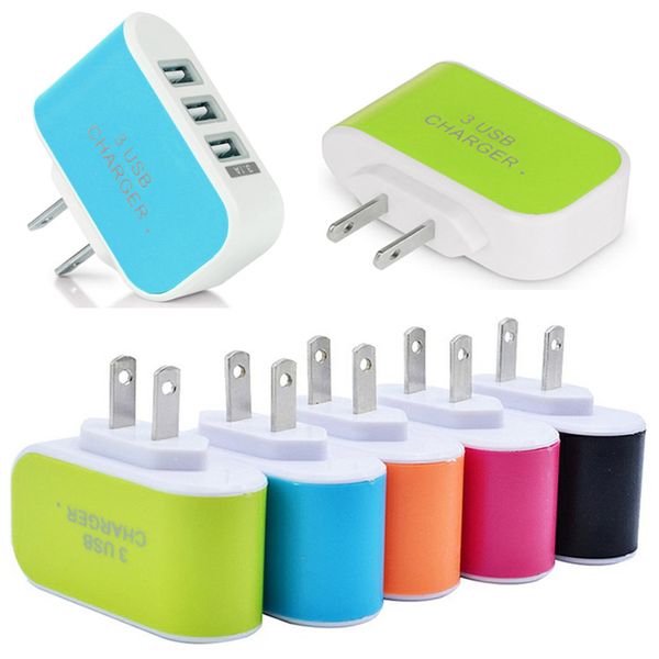 

3 usb зарядные устройства сша ес plug телефон зарядное устройство адаптер путешествия универсальный адаптер питания с тройными портами usb д