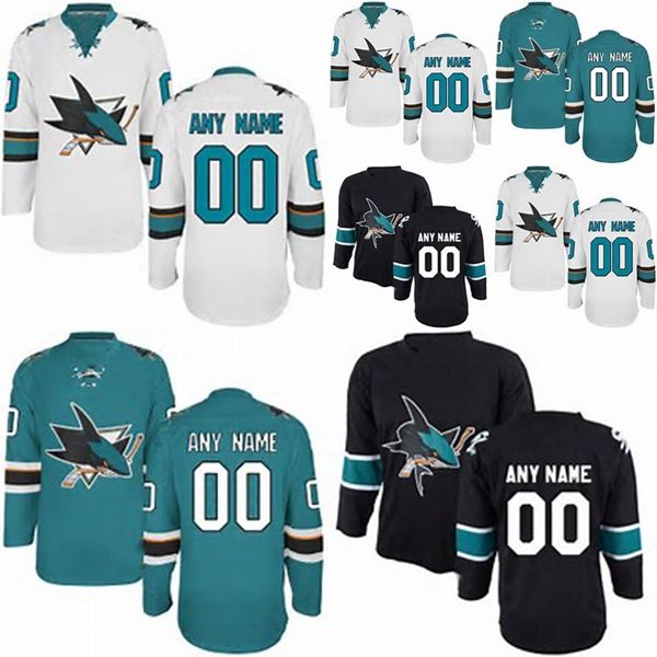 

factory outlet san jose sharks custom blue white black sewing on customized your own name number ice hockey jerseys, Black;red