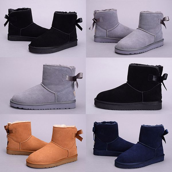 

2018 new wgg australia classic snow boots women bow tie ankle winter boots fashion discount shoes black grey navy blue