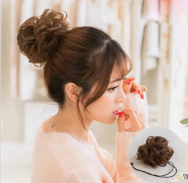 

2014 new arrival fashion elegant women ladies synthetic hair chignon hair bun ponytail hair extension 3 colors, Black;brown