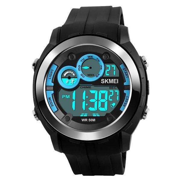 

skmei brand men sports watches new design fashion digital wristwatches led dive military multi-functional outdoor watch with box, Slivery;brown