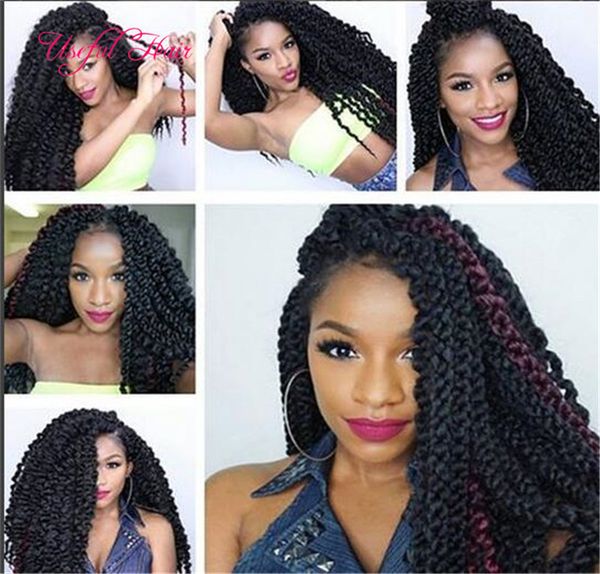 

new fashion marley braids 22inch braid in bundles 3d cubic twist crochet braids hair 120g cubic crochet hair extensions ombre braiding hair, Black