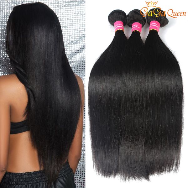 

8a бразильские прямые пучки волос 3 шт. много девственных необработанных бразильских человеческих волос бразильские девственные прямые волос, Black