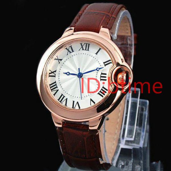 

2019 fashion man designer watch leather wristwatch women dress watch quartz clock steel lovers' women male watch luxury btime, Slivery;brown