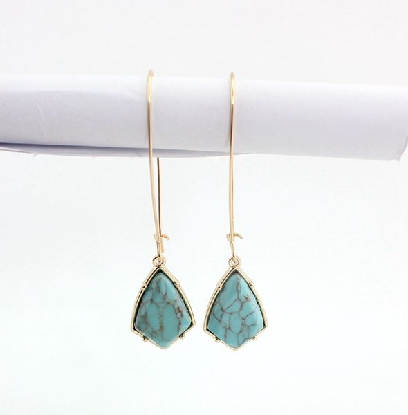 

Fa hion white green turquoi e natural tone earring geometry marble gold color dangle earring jewelry for women