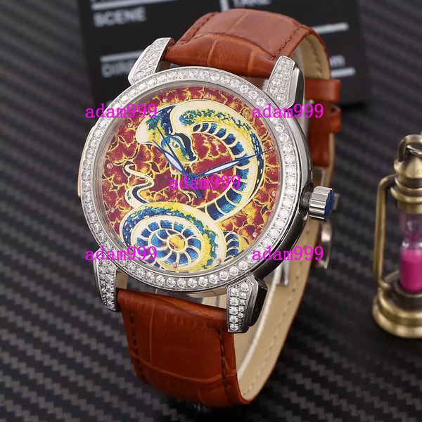 

Swiss Brand Wholesale Luxury Business Stainless Diamond Bezel Dial Men Leather Watch Mens Automatic Movement Mechanical Wrist watches Snake
