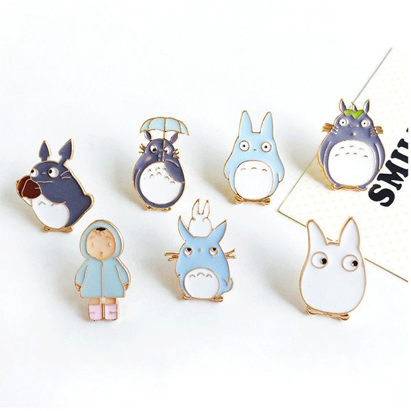 

wholesale- 1pc harajuku alloy enamel anime cute totoro girl broche badges lapel pin safe brooches scarf cool boy women jewelry gifts, Gray