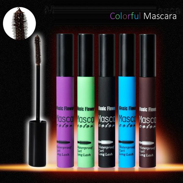 Music Flower Curl Long Lash Colorful Mascara Mascara colorati impermeabili Trucco cosplay di marca professionale di alta qualità