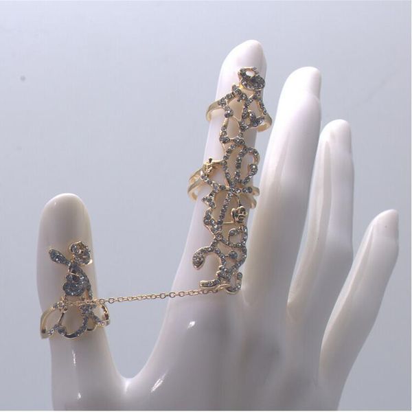 

the rose diamond diamond ring conjoined individuality jewelry adjustable ring hollow body, Golden;silver