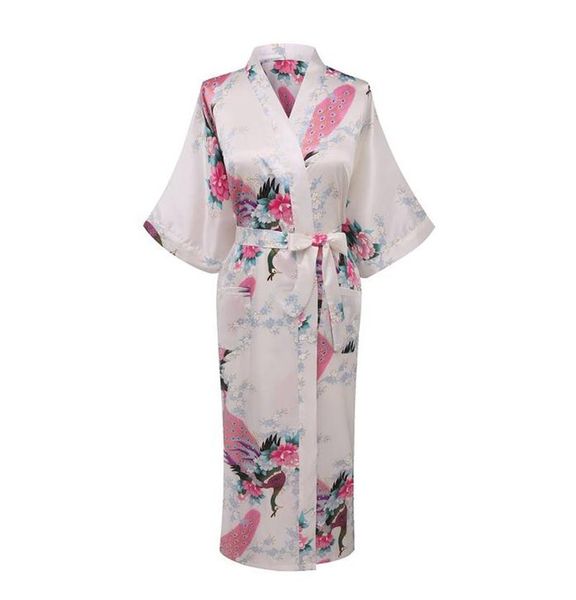 

wholesale- white chinese women silk rayon robe wedding bridesmaid sleepwear v-neck kimono bath gown mujer pajama plus size xxxl wr017, Black;red