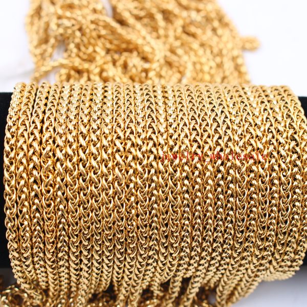 

in bulk 3meter/lot jewelry finding chain gold stainless steel 3mm/4mm/6mm fashion wheat braid chain link marking jewlery diy, Silver