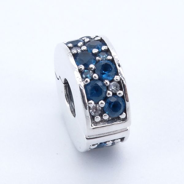 

925 sterling-silver-jewelry blue mosaic shining spacer clip beads fit pandora charms bracelet & bangle for woman jewelry finding