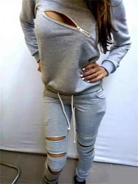 

2017 мода молния выдалбливают женщины спортивные костюмы Костюм O-образным вырезом