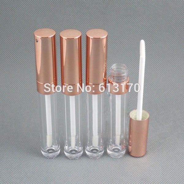 

6ml lip glo tube ro e gold cap cylinder lip tick packing container empty diy lip balm bottle 50pc lot