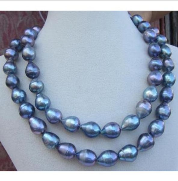 

2 ROW AAA12-14MM NATURAL ЮЖНОГО МОРЯ BAROQUE ЧЕРНЫЙ ЖЕМЧУГ ОЖЕРЕЛЬЕ 14K