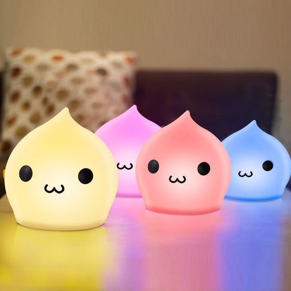 

LED Silicone Night Light Touch Sensor Beside LED Table Lamp Battery Powered Water Drop Warm White