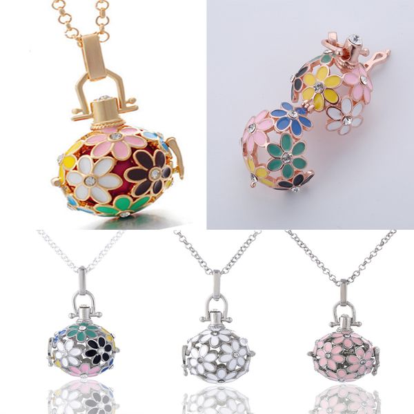 

angel locket flower angel ball necklace 5 styles brass metal pendants baby chime necklace with stainless steel chain 3pcs refill ball b381q, Silver