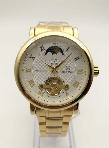 

Mechanical Man's Watches Antique Flywheel Watch Waterproof Stainless Steel Strap Golden Personality Luxury Jewelry Brand Winner Watch