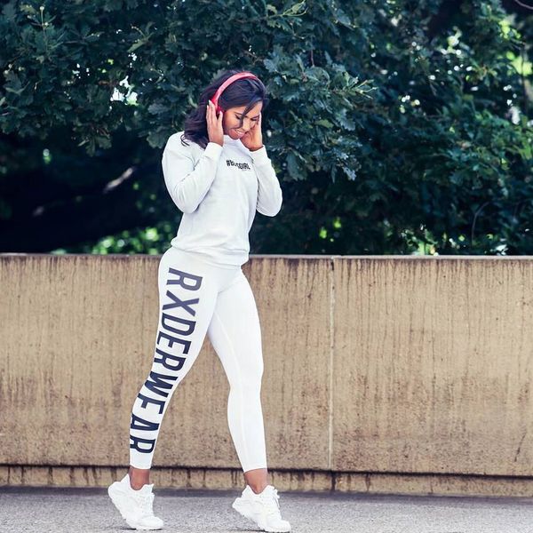 

womens letter printed casual fitness workout leggings elastic pants for ladies plus size digital print bodycon skinny trousers, White;black