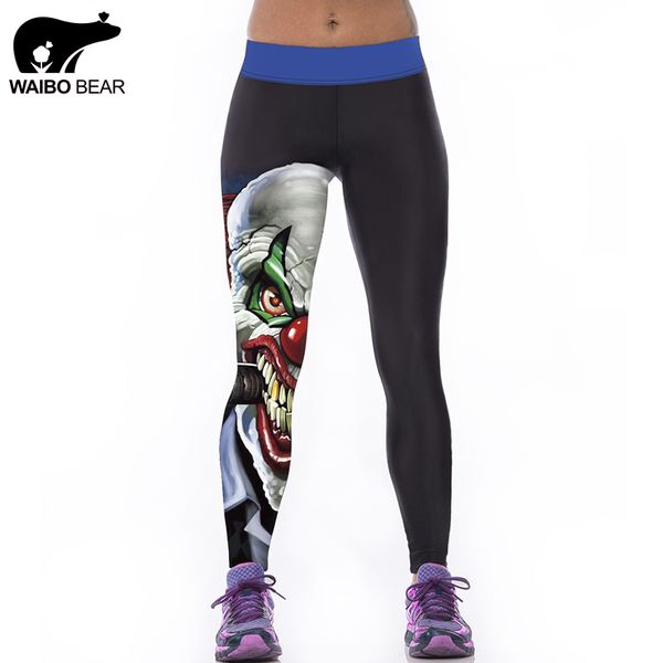 All'ingrosso-Nuovo arrivo 2016 3D stampato modello cartone animato Moda donna Mid Leggings elastici Fitness pantaloni sexy WAIBO BEAR