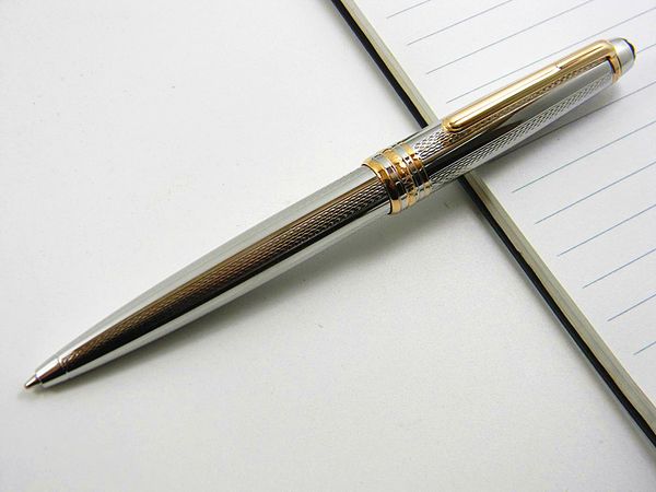 

New 163 Silver wavy lines metal Quality serial number golden BALLPOINT PEN