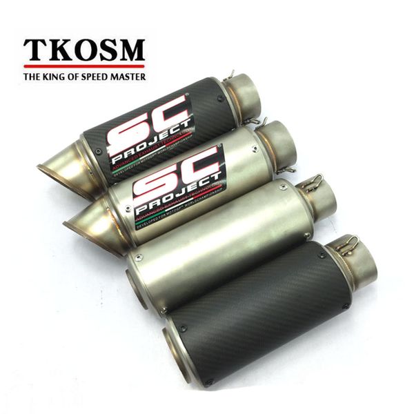 KTOSM Scooter modificato 60MM per BMWS1000 per Kawasaki Z1000 per YAMAHA R1 Moto grande bocca obliqua tubo di scarico rotondo con adesivo