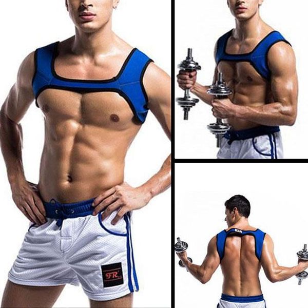 

wholesale- man neoprene fit sports shoulder strap strong muscle chest harness top