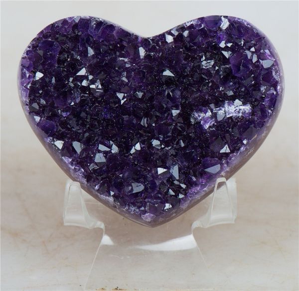

NATURAL URUGUAYAN DARK PURPLE AMETHYST GEODE CLUSTER HEART CRYSTAL DRUSY QUARTZ amethystine heart shaped for spiritual healing