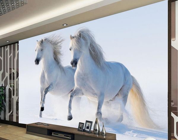Лошадь декоративной живописи фоне стены росписи 3D обои 3D обои для ТВ фоне
