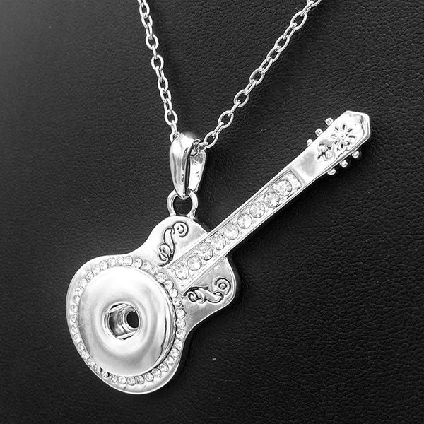 

classical guitar 18mm snap button necklace xhb535 ginger snap buttons necklace statement jewelry christmas gift, Silver