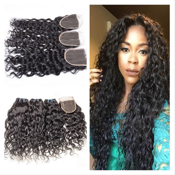 Virgin Brazilian Wet Wavy Hair Wefts With Closure Brazilian Virgin