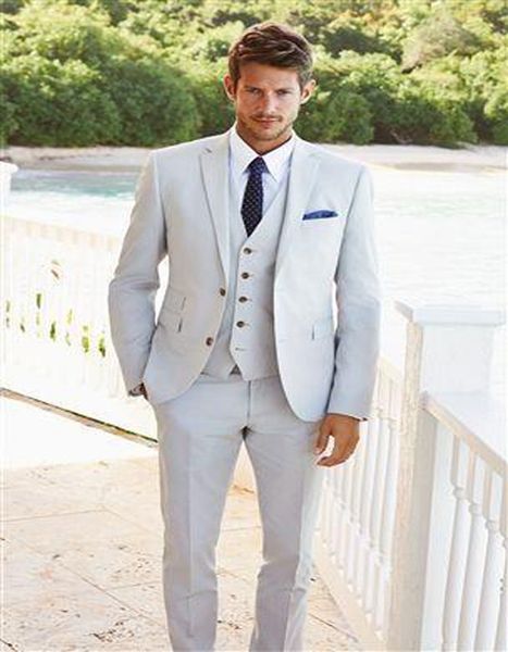 

wholesale- 2017 fashion grooms tuxedos slim fit white men suits for wedding notched lapel three piece groomsmen suit, White;black