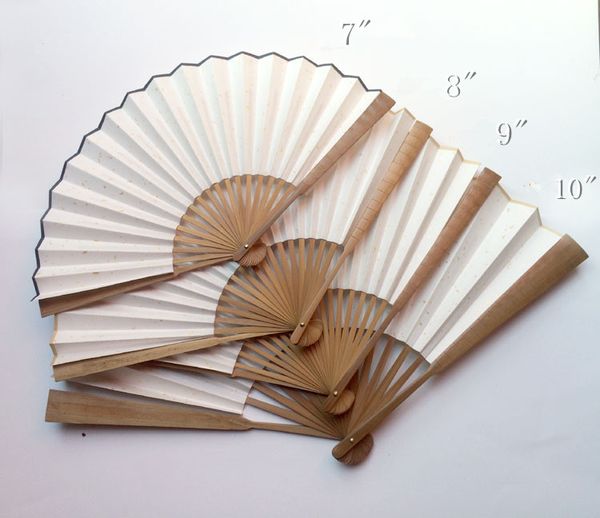 

7-12" diy blank white hand fan chinese rice paper folding fan calligraphy fine art hand painting programs handicrafts bamboo fans