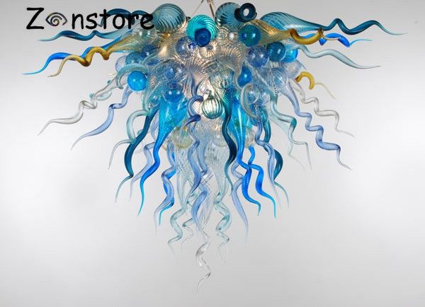 

modern various blue art glass lamps ceiling decor chandelier led flush mounted murano glass ceiling light