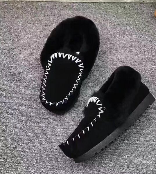 

christmas boots winter new small black shoes leather shoes low tube female cowhide snow boots women winter boots size 34-40