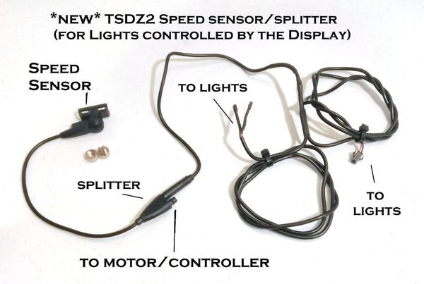 TSDZ2 NOVO Sensor de Velocidade com Y Divisor para Conexões de Farol e Luz Traseira Para Lâmpada de 6 V