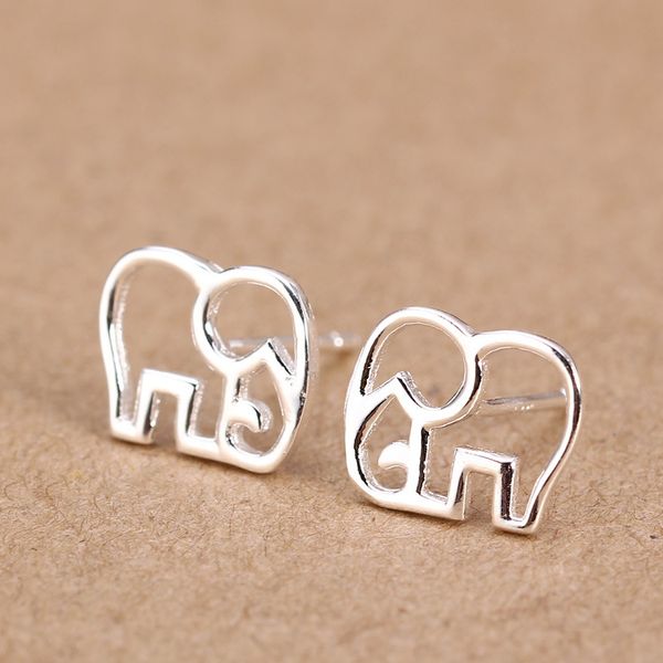

100% 925 silver ear rings christmas gift fashion elephants earring women party gift lover's infinite valentine's day jewelry, Golden;silver