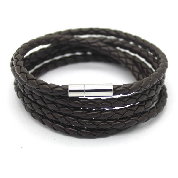 

BEIJIA Handmade braided 93cm PU Leather Bracelet Multilayer Men Black Leather Bracelets For Women BestFriend Gift
