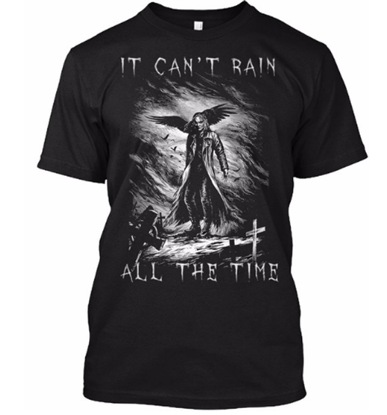 

2017 прохладный мужчины забавный дизайн футболка новизна tops the crow наклоняю rain все время отпечатано с коротким рукавом тройников s-5xl, White;black
